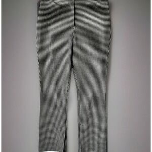 Nicole Miller NY Black White Gingham Pants SZ 8 Slim Fit Trousers Slit Hem